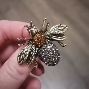 Vintage Amber Gold Bee Brooch